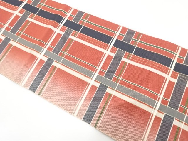JAPANESE KIMONO / NAGOYA OBI FOR SUMMER / CHIKUZEN HAKATA / WOVEN GRID 